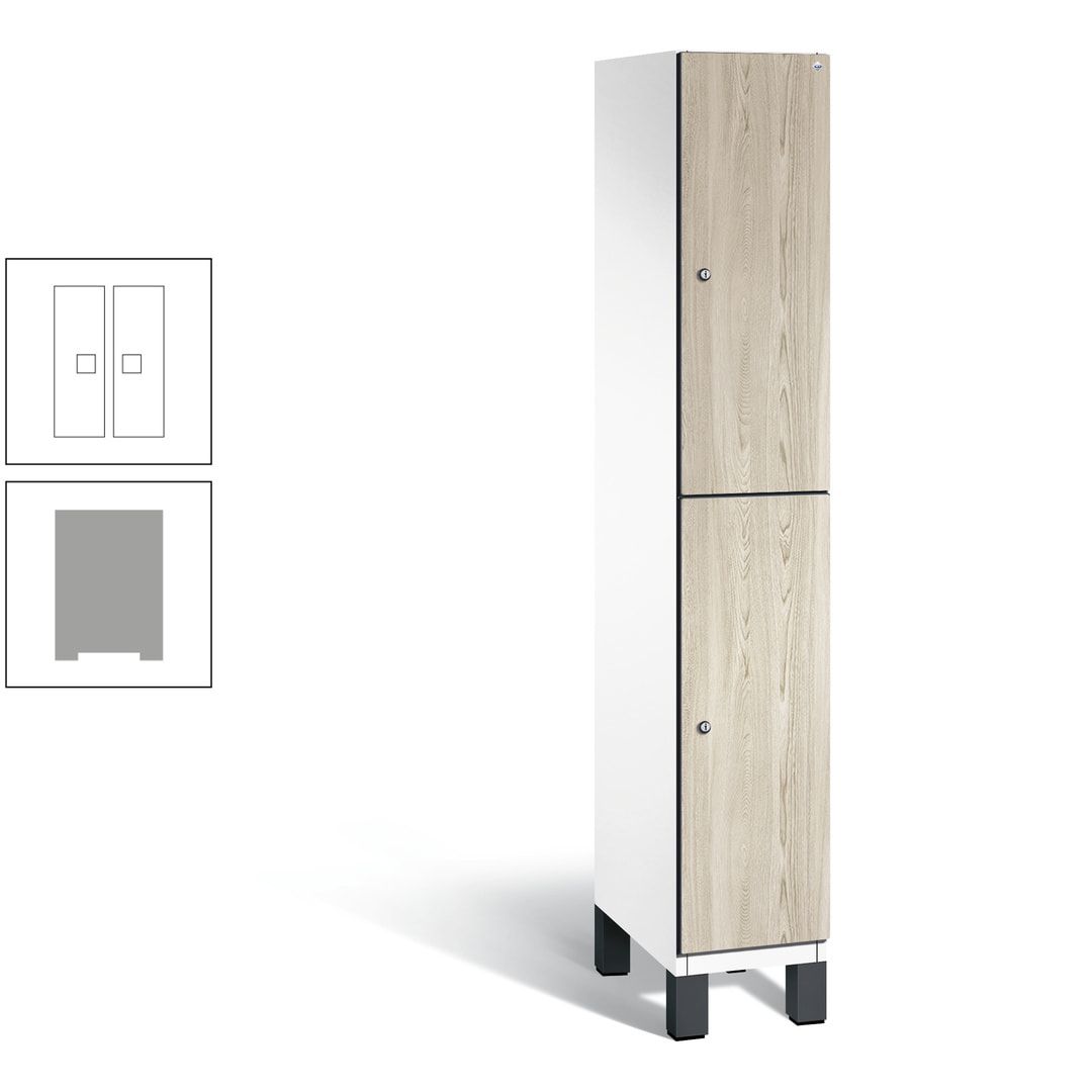 Fächerschrank, Garderobenschrank, mit Füßen, 1 Abteile, 1.980 x 300 x 525 mm (HxBxT), Korpus anthrazitgrau, Tür Donau-Ahorn