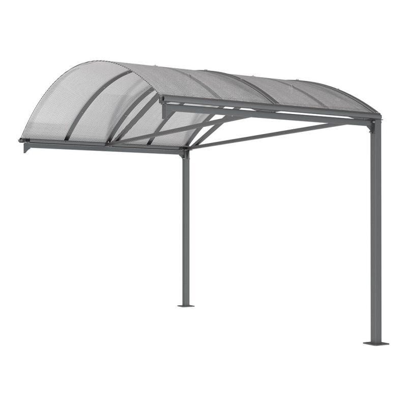 Erweiterung für Fahrradunterstand, Fahrradüberdachung, Unterstand, 5 Zweiräder, Regenrinne, 3.010 x 2.500 x 4.160 mm (HxBxT), Farbe enzianblau