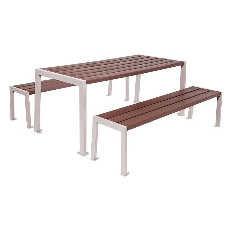 Sitzgarnitur aus Stahl und Kunststoff - verzinkt und beschichtet - 750 x 1.800 x 798 mm (HxBxT) - Farbe enzianblau