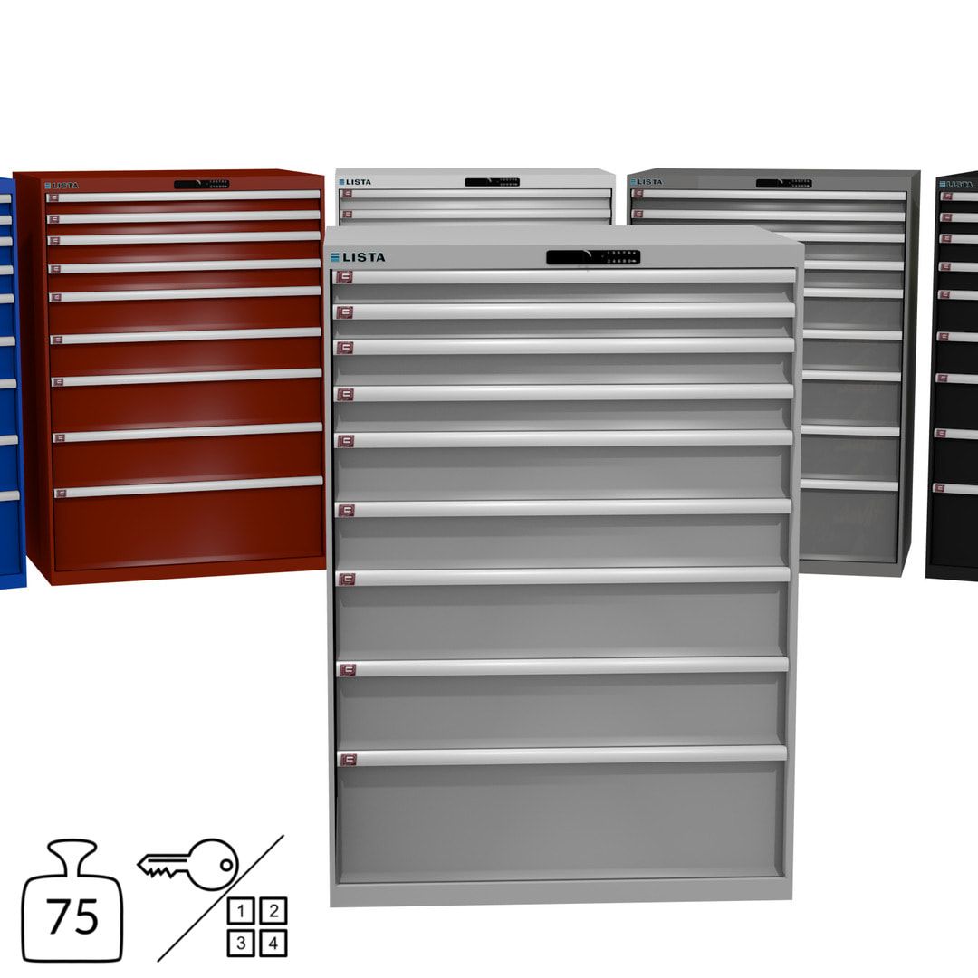 Lista Schubladenschrank - 12.550.010 - 1.450x1.023x725 mm (HxBxT) - 9 Schubladen - 200 kg - Key Lock - lichtblau (RAL 5012)