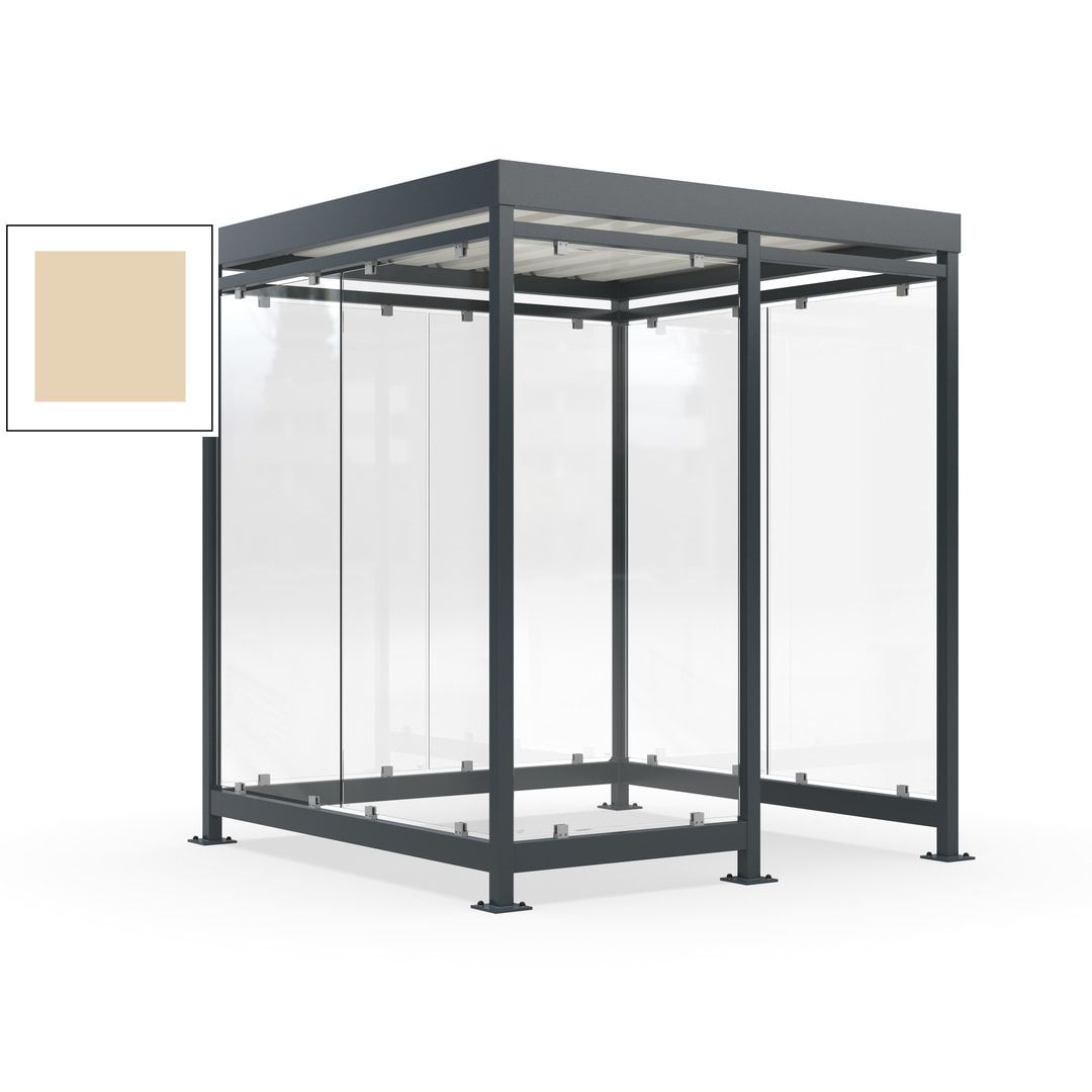 Raucherunterstand, Bushaltestelle, 7 Wände, 6-7 Personen, 2.510 x 2.165 x 2.165 mm (HxBxT), Farbe Achatgrau