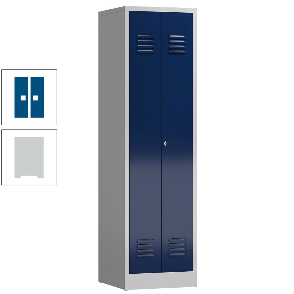 Mehrzweckschrank, Garderobenschrank, 2 Abteile, 6 Fächer, 1.800 x 500 x 500 mm (HxBxT), Drehriegel, Stahl, Korpus: lichtgrau, Front: anthrazitgrau