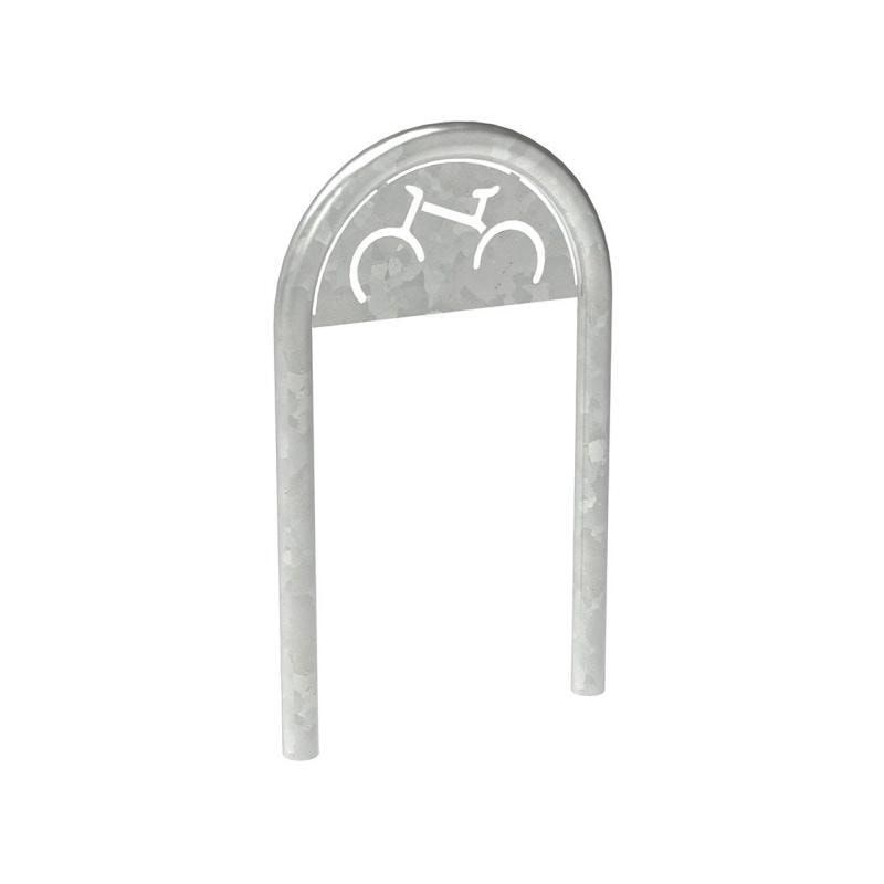 Fahrradbügel - Fahrradständer - mit Beschilderung -  Einbetonierung - Stahl - Büroklammerform - 1.000 x 625 mm (HxB) - Feuerverzinkt