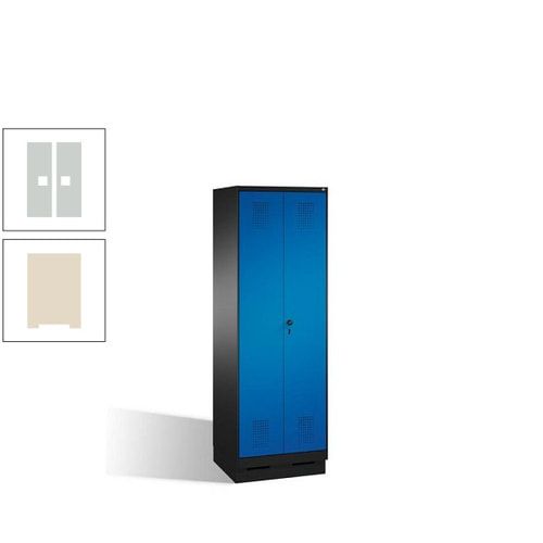 Doppel-Spind, Doppeltüren, Garderobenschrank mit Sockel, 2 Abteile a 300 mm, Korpus anthrazitgrau, Tür anthrazitgrau, 1.800 x 600 x 500 mm (HxBxT)