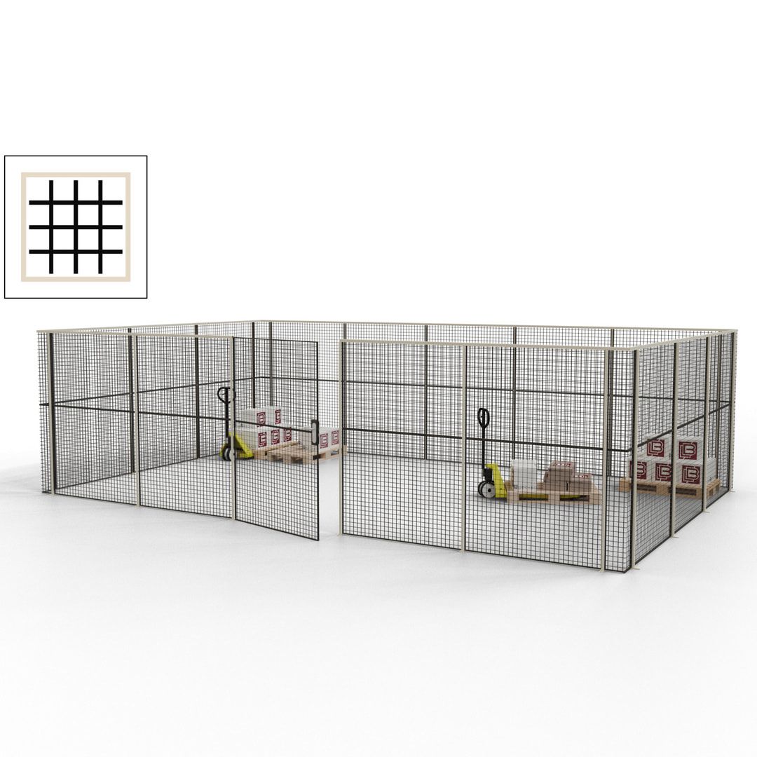 Maschinen Schutzgitter - Hallentrennwand - Sicherheitszaun - Tür - 22 m - 2.200 x 7.900 x 4.900 mm (HxBxT) - enzianblau