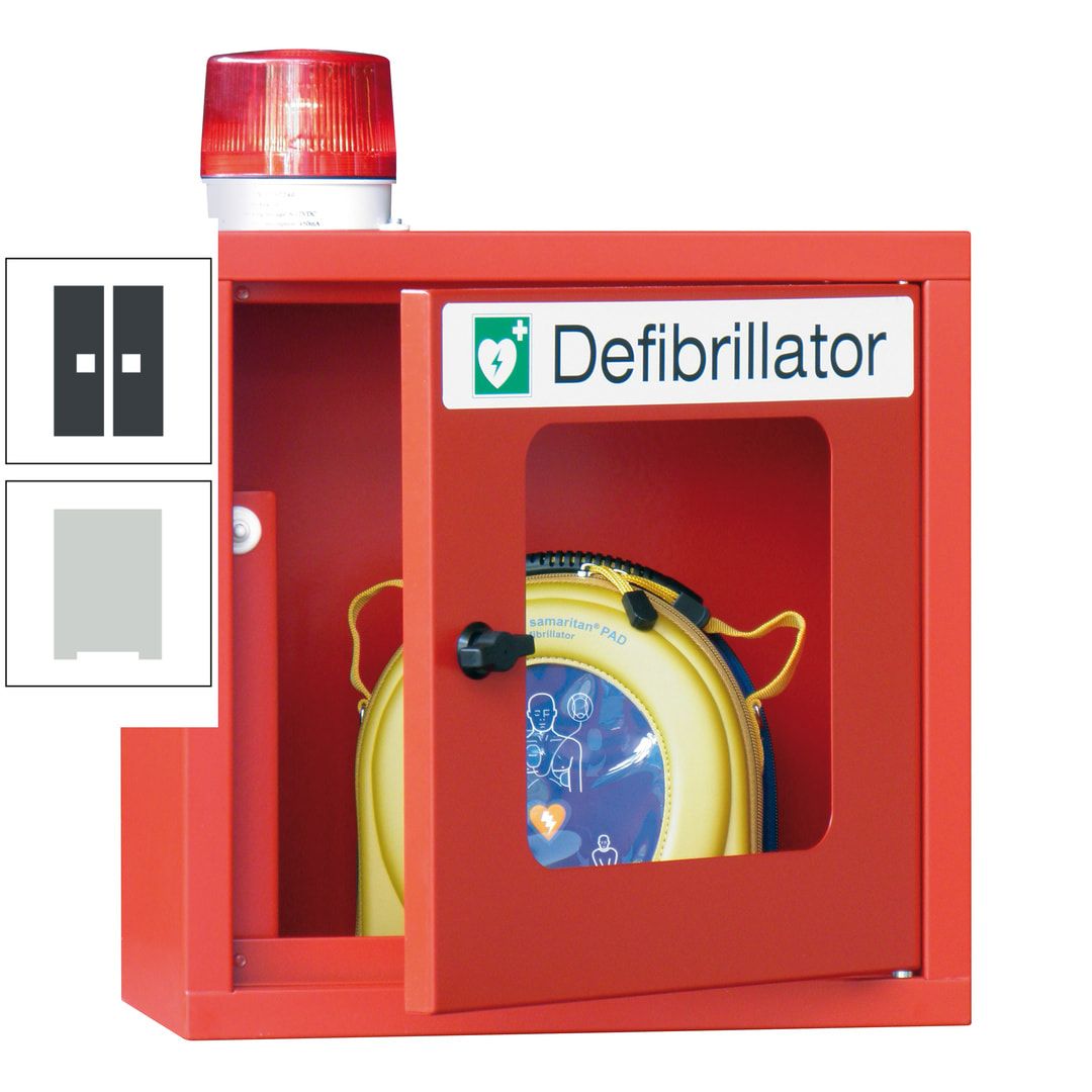 Defibrillatorenschrank mit akustischem und optischem Alarm - 490 x 400 x 200 mm (HxBxT) - Sichtfenster - anthrazitgrau