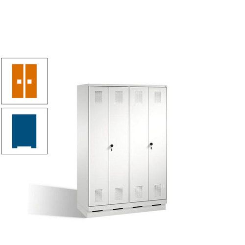 Doppel-Spind, Doppeltüren, Garderobenschrank mit Sockel, 4 Abteile a 300 mm, Korpus anthrazitgrau, Tür anthrazitgrau, 1.800 x 1.200 x 500 mm (HxBxT)