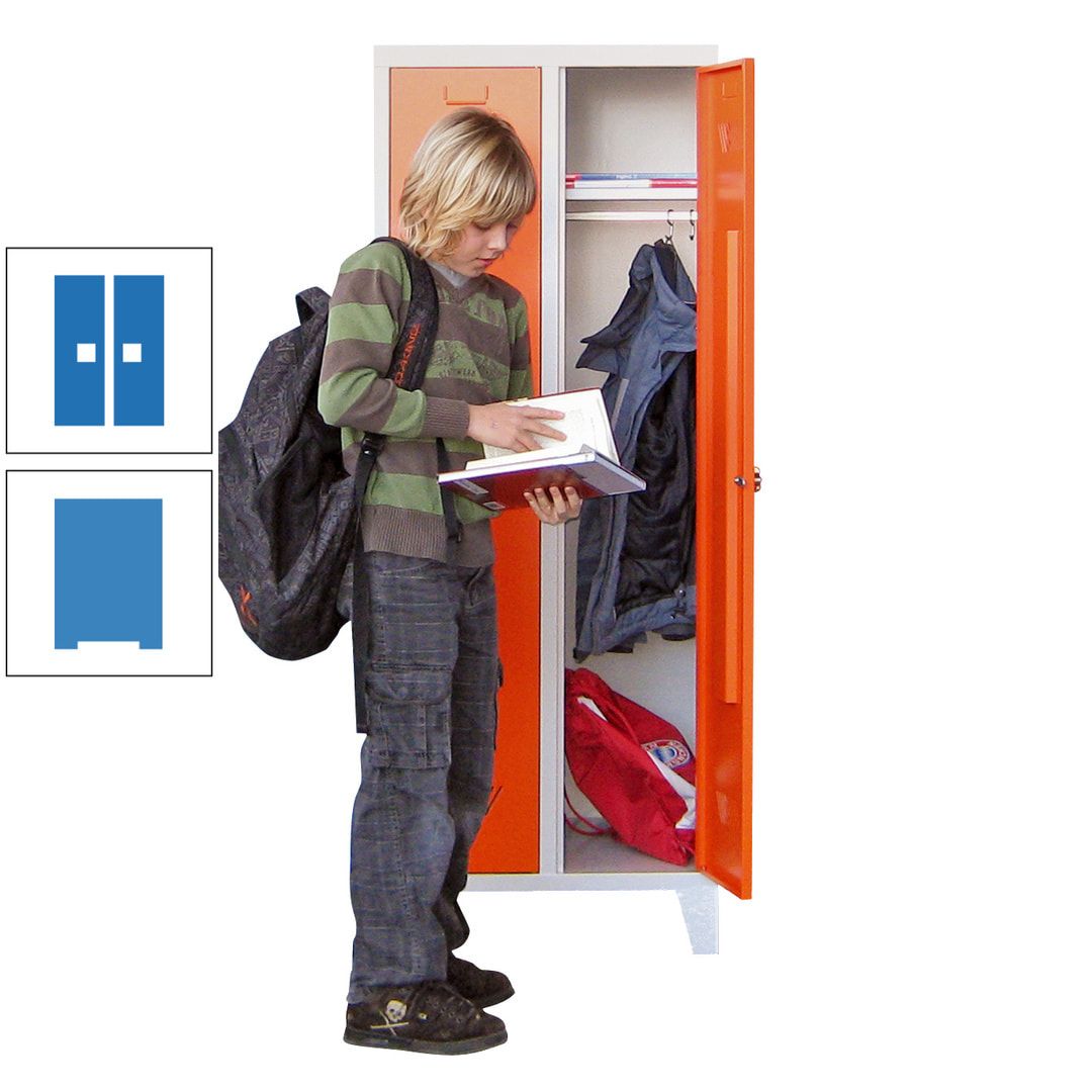 Spindschrank f. Schulen - mit Füßen - Höhe 1.600 mm - 3 Abteile a 300 mm - Drehriegel - anthrazitgrau