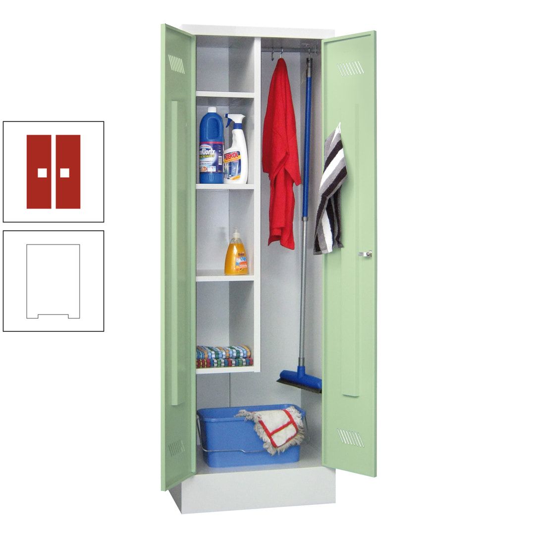 Putzschrank mit Sockel - 1 Abteil mit Trennwand - 1.850x600x500 mm (HxBxT) - Drehriegel - anthrazitgrau
