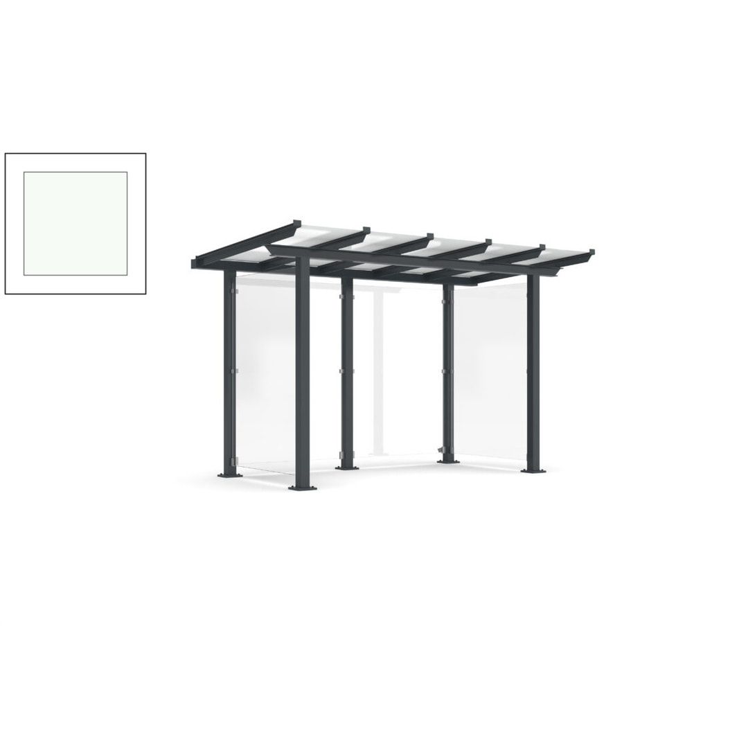 Unterstand mit Pultdach und Sicherheitsglas - feuerverzinkt und farbbeschichtet - 2.435 x 3.850 x 2.090 (HxBxT) - Farbe Achatgrau