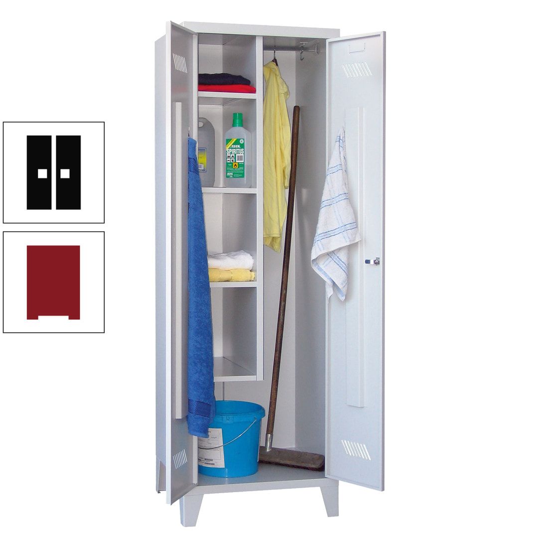 Putzschrank mit Füßen - 1 Abteil mit Trennwand - 1.850x600x500 mm (HxBxT) - Drehriegel - anthrazitgrau