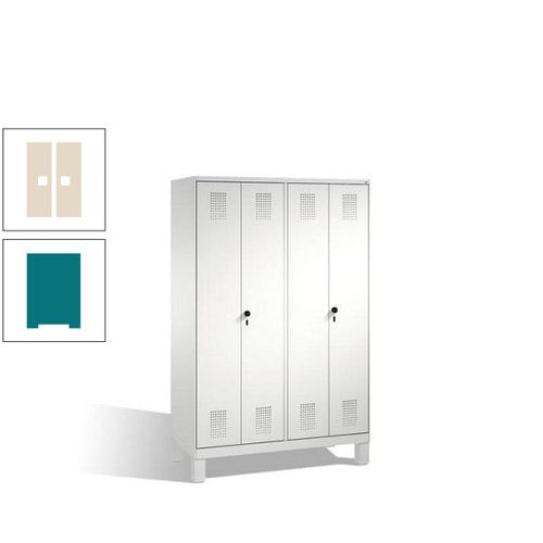 Doppel-Spind, Doppeltüren, Garderobenschrank mit Füßen, 4 Abteile a 300 mm, Korpus anthrazitgrau, Tür anthrazitgrau, 1.850 x 1.200 x 500 mm (HxBxT)
