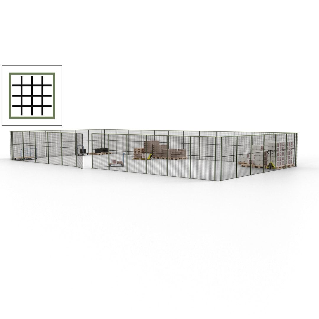 Maschinen Schutzgitter - Hallentrennwand - Sicherheitszaun - Tür - 54 m - 2.200 x 18.400 x 9.400 mm (HxBxT) - enzianblau