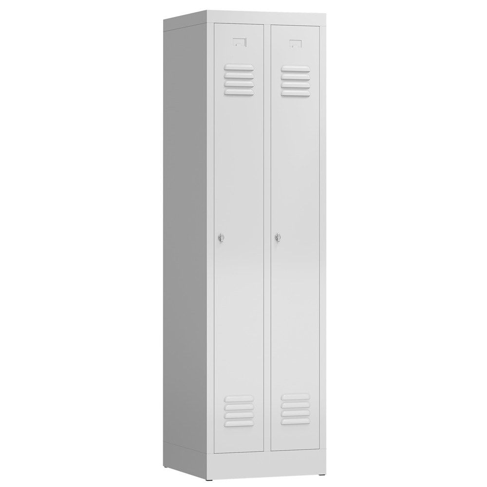 Garderobenschrank, Garderobenspind, 2 Abteile, 1.800 x 500 x 500 mm (HxBxT), Stahl, Drehriegelverschluss, Korpus: lichtgrau, Front: anthrazitgrau