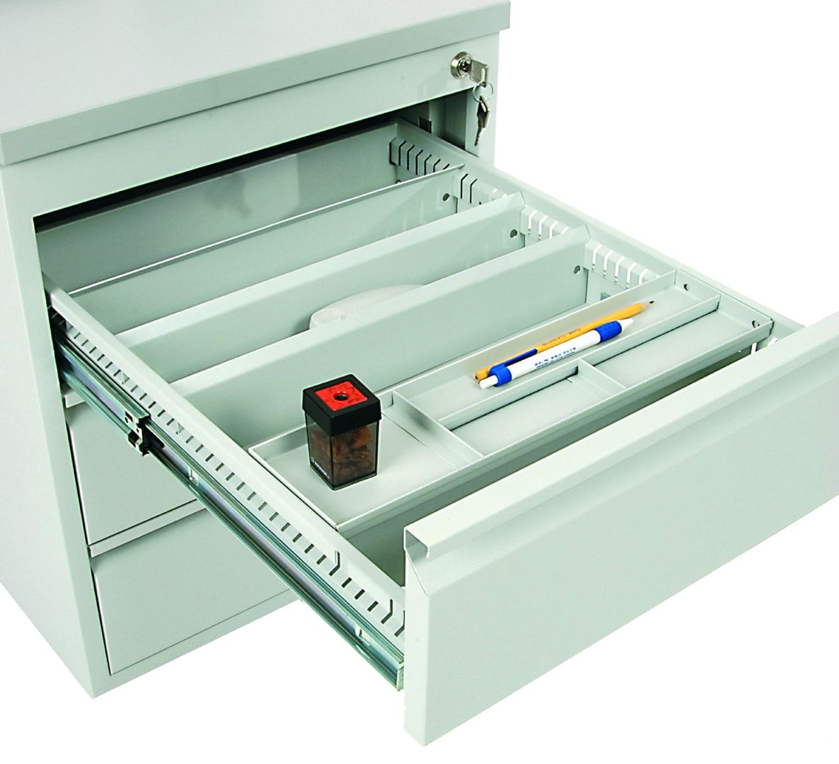 Rollcontainer - Stahl - 3 Schubladen - 620 x 460 x 790 mm (HxBxT) - lichtgrau