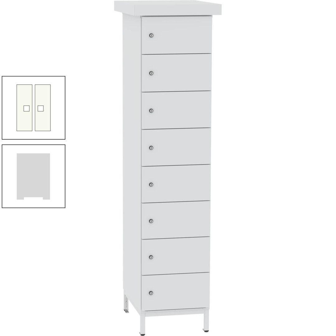 Akkuschrank, Batterieladeschrank, 8 Fächer, Schutzart IP54, Schuko, 1.855 x 400x 570 mm (HxBxT), Korpusfarbe anthrazitgrau, Frontfarbe anthrazitgrau