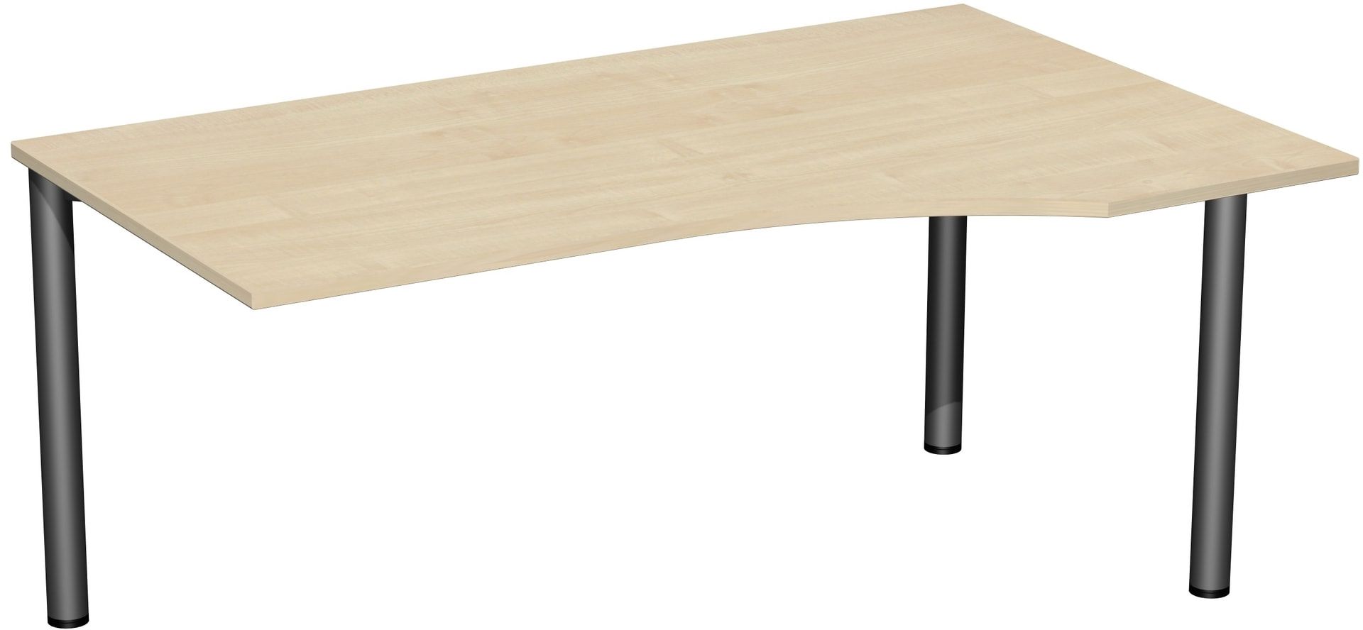 Eckschreibtisch - Ecke rechts - 4-Fuß Flex - 720 x 1.600 x 1.000 mm (HxBxT) - Gestell anthrazit - Ahorn