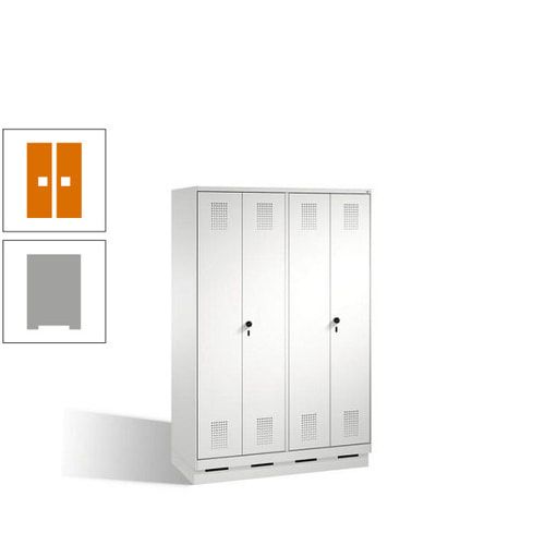 Doppel-Spind, Doppeltüren, Garderobenschrank mit Sockel, 4 Abteile a 300 mm, Korpus anthrazitgrau, Tür anthrazitgrau, 1.800 x 1.200 x 500 mm (HxBxT)