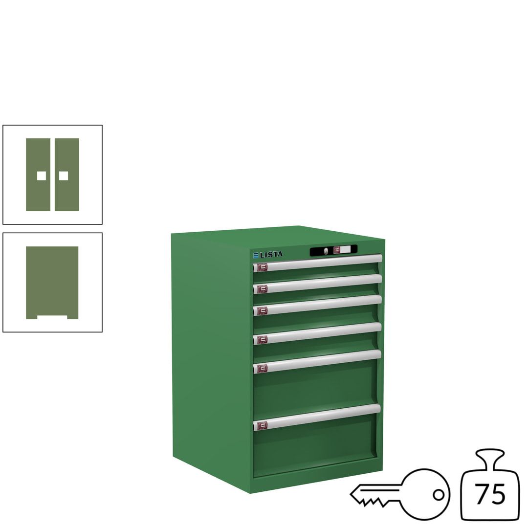 Lista Schubladenschrank - 14.258.010 - 850x564x572 mm (HxBxT) - 6 Schubladen - 75 kg - Key Lock - lichtblau (RAL 5012)