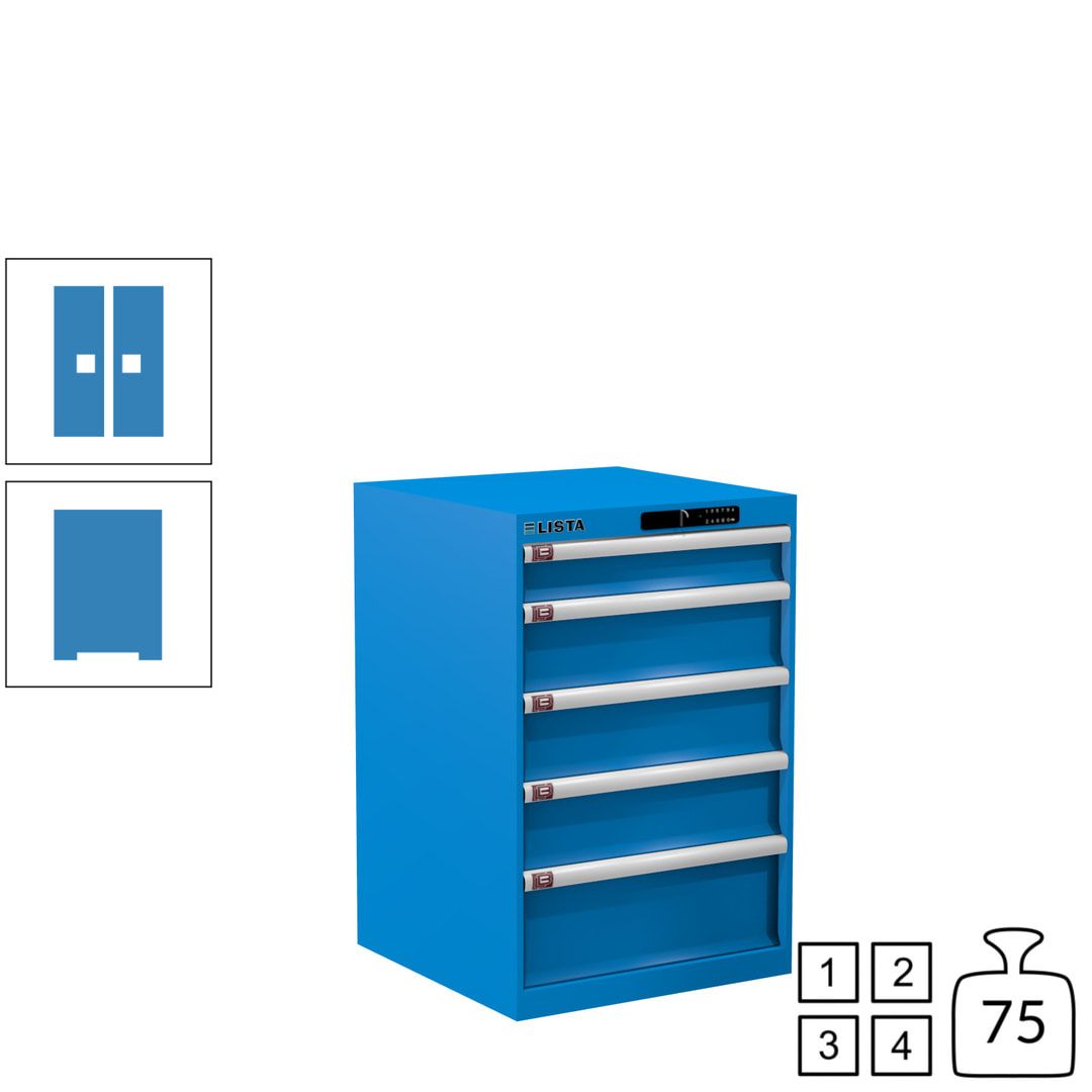 Lista Schubladenschrank - 14.256.010 - 850x564x572 mm (HxBxT) - 5 Schubladen - 75 kg - Key Lock - lichtblau (RAL 5012)