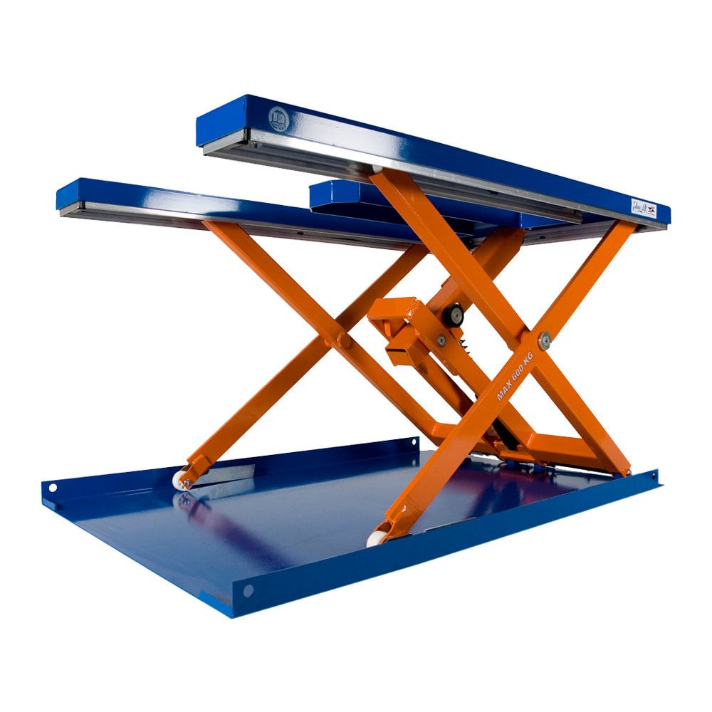 Flachform Hubtisch - Traglast 600 kg - E-Form - Fußschalter - 900 x 1.450 mm (BxT) - elektrohydraulisch