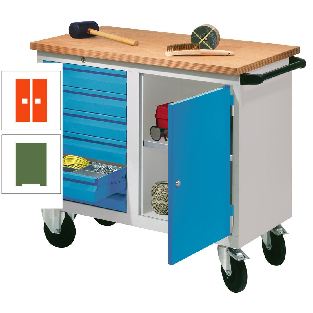 Mobile Werkbank - Werkstattwagen - 915 x 1.090 x 600 mm - 6 Schubladen und Schrankfach - anthrazitgrau