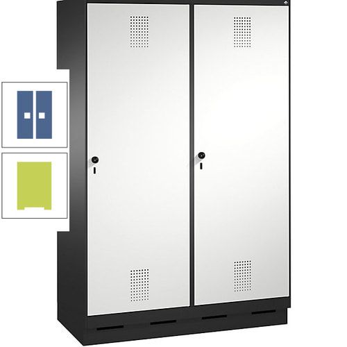Doppel-Spind, Garderobenschrank, 2 Türen für 4 Abteile a 300 mm, Korpus anthrazitgrau, Türen anthrazitgrau, 1.800 x 1.200 x 500 mm (HxBxT)