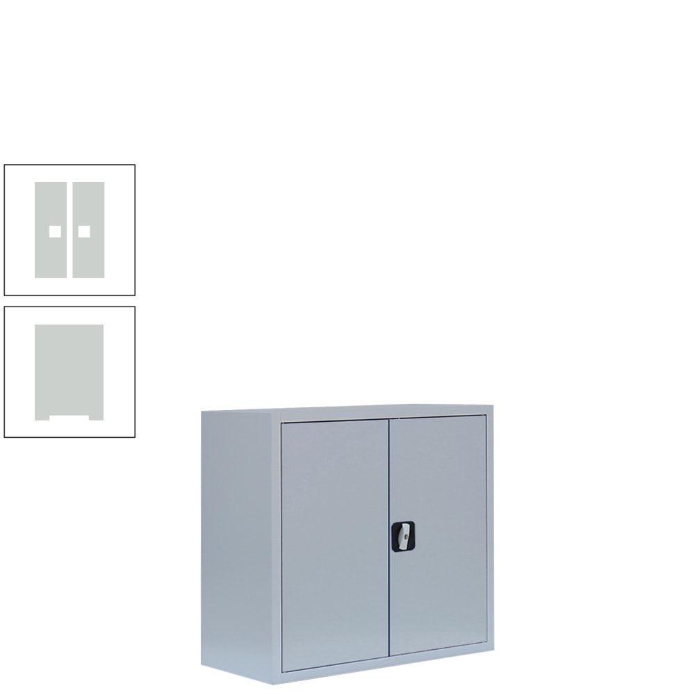Aktenschrank, Büroschrank, abschließbar, Flügeltüren, 1 Fachboden, 750 x 800 x 383 mm (HxBxT), Stahl, Korpus und Türen in lichtgrau