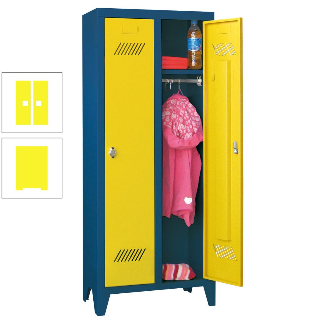 Spindschrank f. Kindergärten - mit Füßen - Höhe 1.300 mm - 2 Abteile a 250 mm - Zylinderschloss - anthrazitgrau