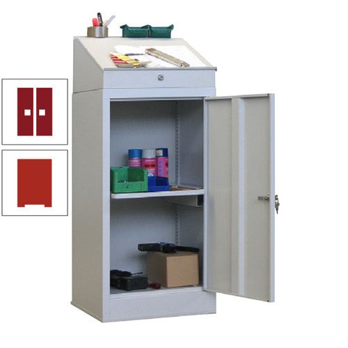 Stehpult mit Schrank - Vollblechtür - Zylinderschloss - 1 Ausziehboden - 1.270x500x500 mm (HxBxT) - anthrazitgrau