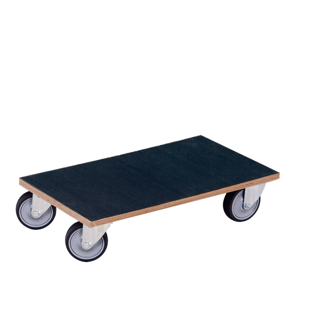Möbelroller mit Riefengummi - 2 Stück - 145 x 300 x 600 mm (HxBxT) - Traglast 300 kg - Vollgummi-Rollen
