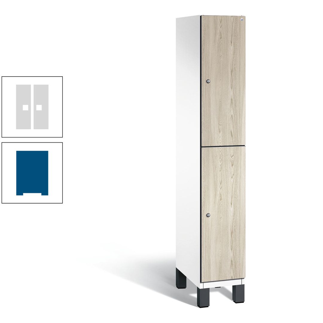 Fächerschrank, Garderobenschrank, mit Füßen, 1 Abteile, 1.980 x 300 x 525 mm (HxBxT), Korpus anthrazitgrau, Tür Donau-Ahorn