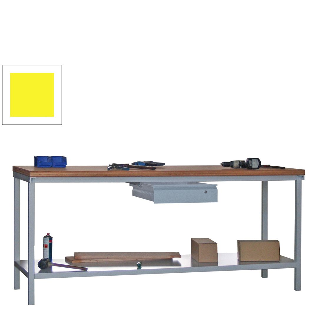 Werkbank mit Ablageboden - 1 Schublade - 900 x 2.000 x 700 mm (HxBxT) - Traglast 1.400 kg - anthrazitgrau