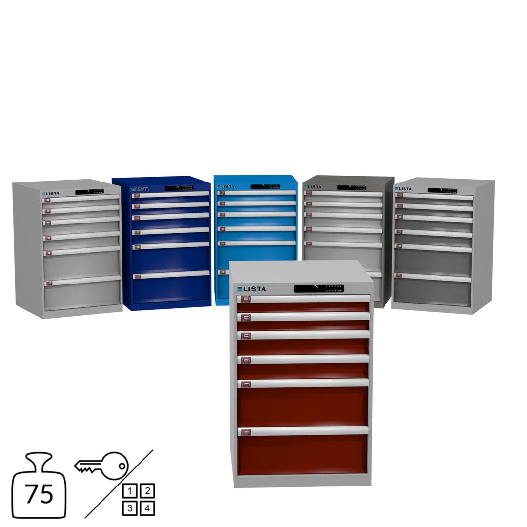 Lista Schubladenschrank - 14.258.010 - 850x564x572 mm (HxBxT) - 6 Schubladen - 75 kg - Key Lock - lichtblau (RAL 5012)