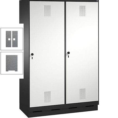 Doppel-Spind, Garderobenschrank, 2 Türen für 4 Abteile a 300 mm, Korpus anthrazitgrau, Türen anthrazitgrau, 1.800 x 1.200 x 500 mm (HxBxT)