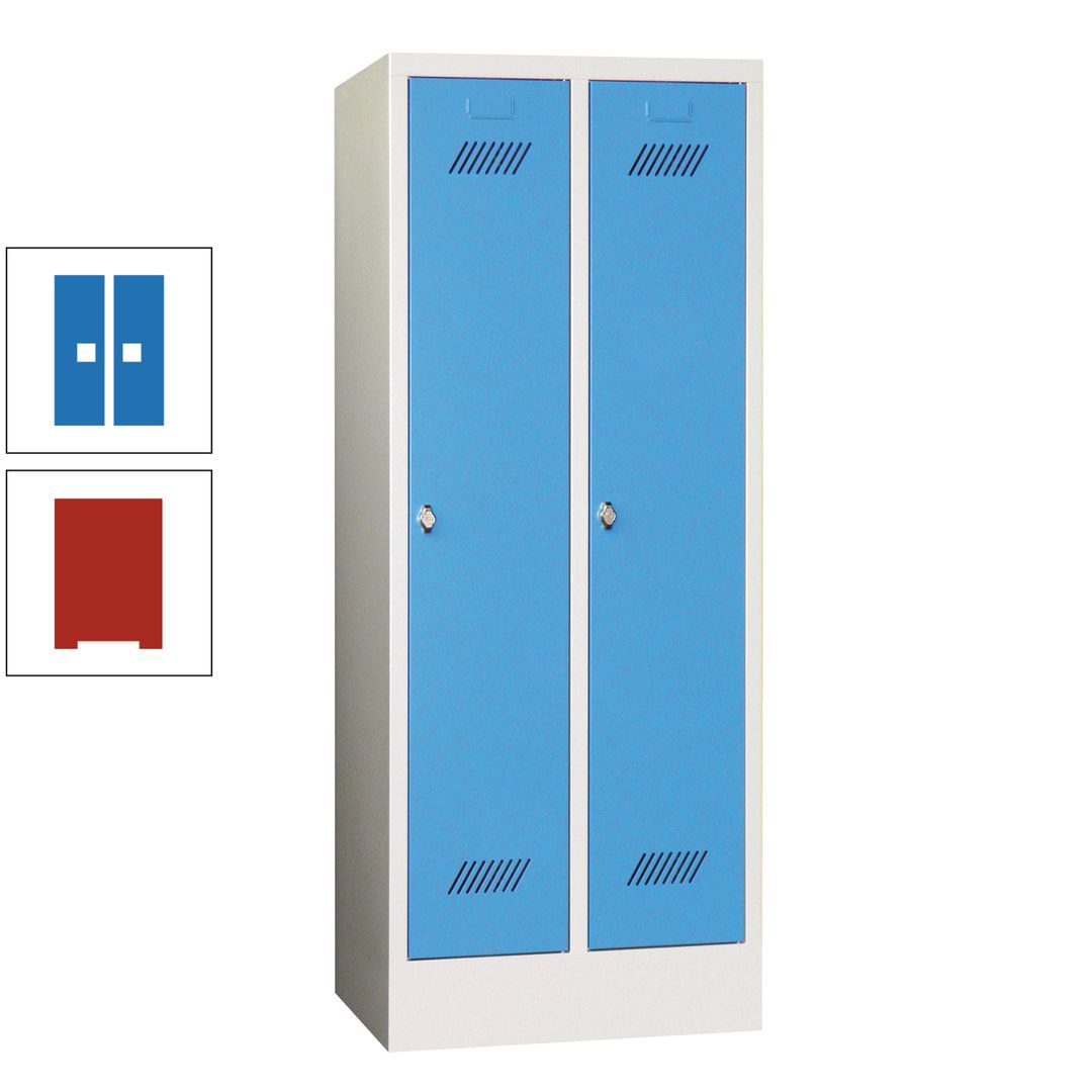 Spindschrank f. Schulen - mit Sockel - Höhe 1.600 mm - 2 Abteile a 300 mm - Drehriegel - anthrazitgrau