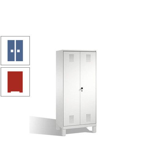 Doppel-Spind, Doppeltüren, Garderobenschrank mit Füßen, 2 Abteile a 400 mm, Korpus anthrazitgrau, Tür anthrazitgrau, 1.850 x 800 x 500 mm (HxBxT)
