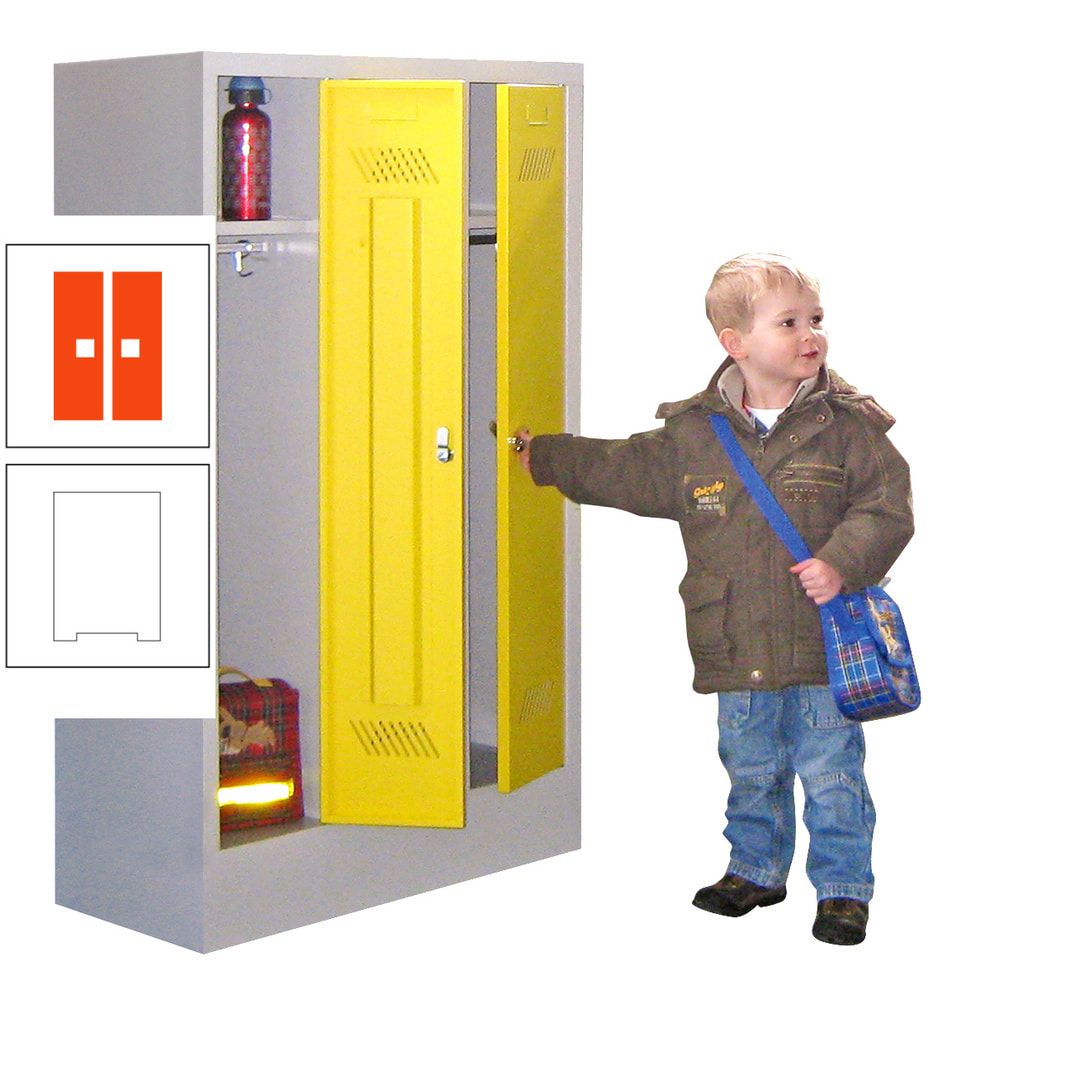 Spindschrank f. Kindergärten - mit Sockel - Höhe 1.300 mm - 2 Abteile a 250 mm - Drehriegel - anthrazitgrau