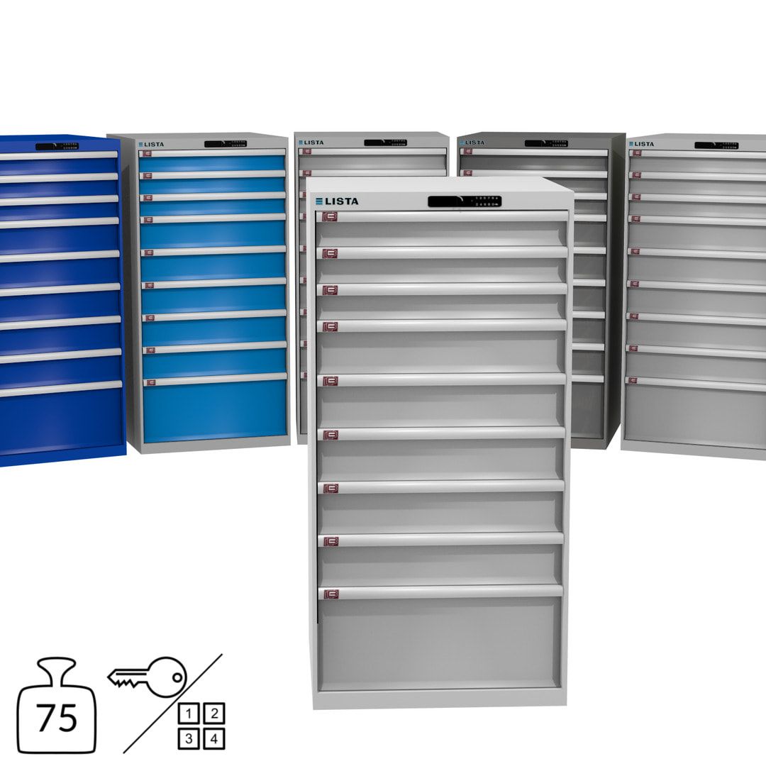 Lista Schubladenschrank - 13.106.010 - 1.450x717x725 mm (HxBxT) - 9 Schubladen - 200 kg - Key Lock - lichtblau (RAL 5012)
