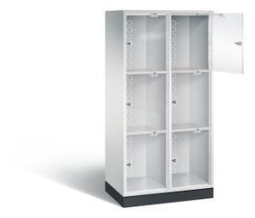 Schließfachschrank, Fächerschrank mit Türen aus Acrylglas, 2 Abteile, 6 Fächer, Zylinderschloss, 1.750 x 820 x 500 mm (HxBxT)