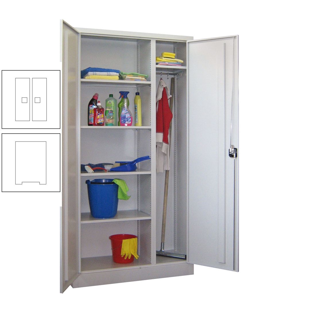 Putzschrank mit Trennwand - 1.950x1.000x400 mm (HxBxT) - Böden pulverbeschichtet - anthrazitgrau