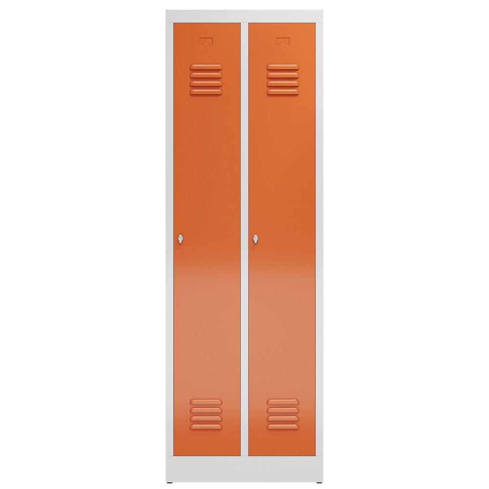 Garderobenschrank, Garderobenspind, 2 Abteile, 1.800 x 590 x 500 mm (HxBxT), Stahl, Drehriegelverschluss, Korpus: lichtgrau, Front: anthrazitgrau