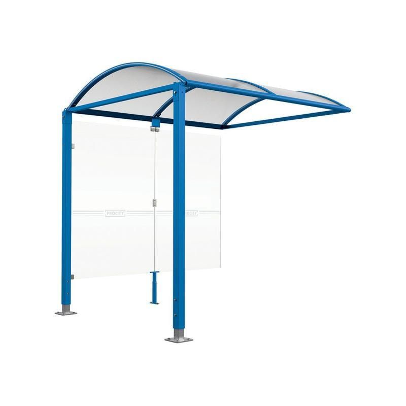 Fahrradunterstand, Fahrradüberdachung, Erweiterung, ESG, 2.635 x 2.500 x 2.090 mm (HxBxT), Bodenplatten, höhenverstellbar, Farbe enzianblau