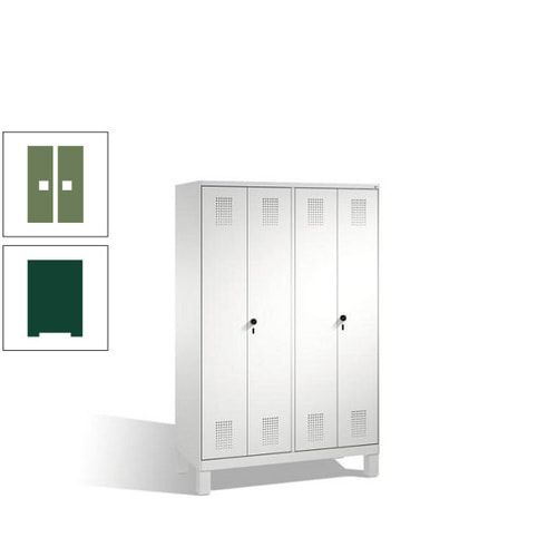Doppel-Spind, Doppeltüren, Garderobenschrank mit Füßen, 4 Abteile a 300 mm, Korpus anthrazitgrau, Tür anthrazitgrau, 1.850 x 1.200 x 500 mm (HxBxT)