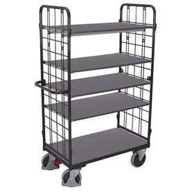 Etagenwagen - 2 Gitterwände - 5 Etagen - grau - Höhe 1.800 mm - Transportwagen