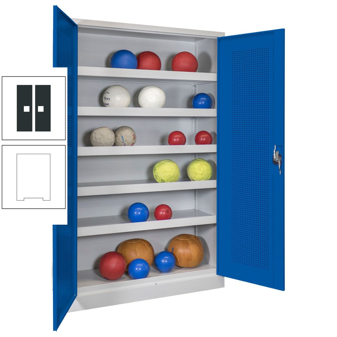 Ballschrank - Lochfeldtüren - 5 Böden - 1.950x1.200x500 mm (HxBxT) - anthrazitgrau