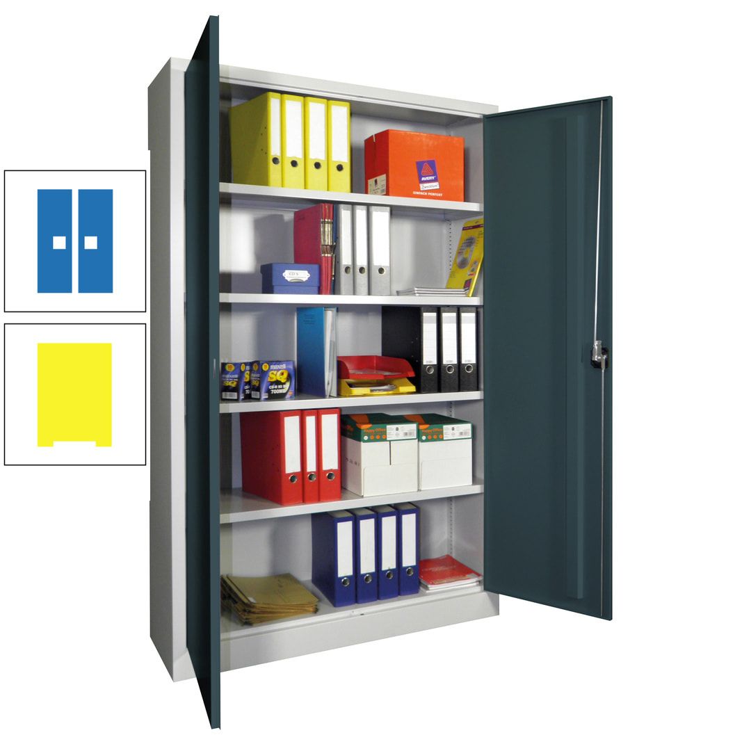 Aktenschrank - Vollblechtüren - 1.950x1.200x400 mm (HxBxT) - 4 Einlegeböden verzinkt - Zylinderschloss - anthrazitgrau