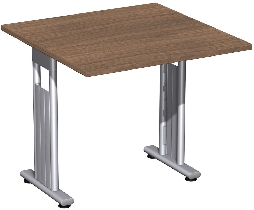 Schreibtisch mit einseitig verkürzt Füßen - C-Fuß Flex - Bürotisch - Konferenztisch - 720 x 1.200 x 800 mm (HxBxT) - Dekor Ahorn - Gestell silber