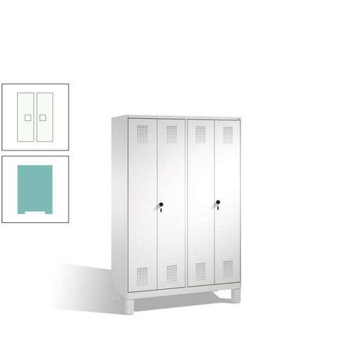 Doppel-Spind, Doppeltüren, Garderobenschrank mit Füßen, 4 Abteile a 300 mm, Korpus anthrazitgrau, Tür anthrazitgrau, 1.850 x 1.200 x 500 mm (HxBxT)