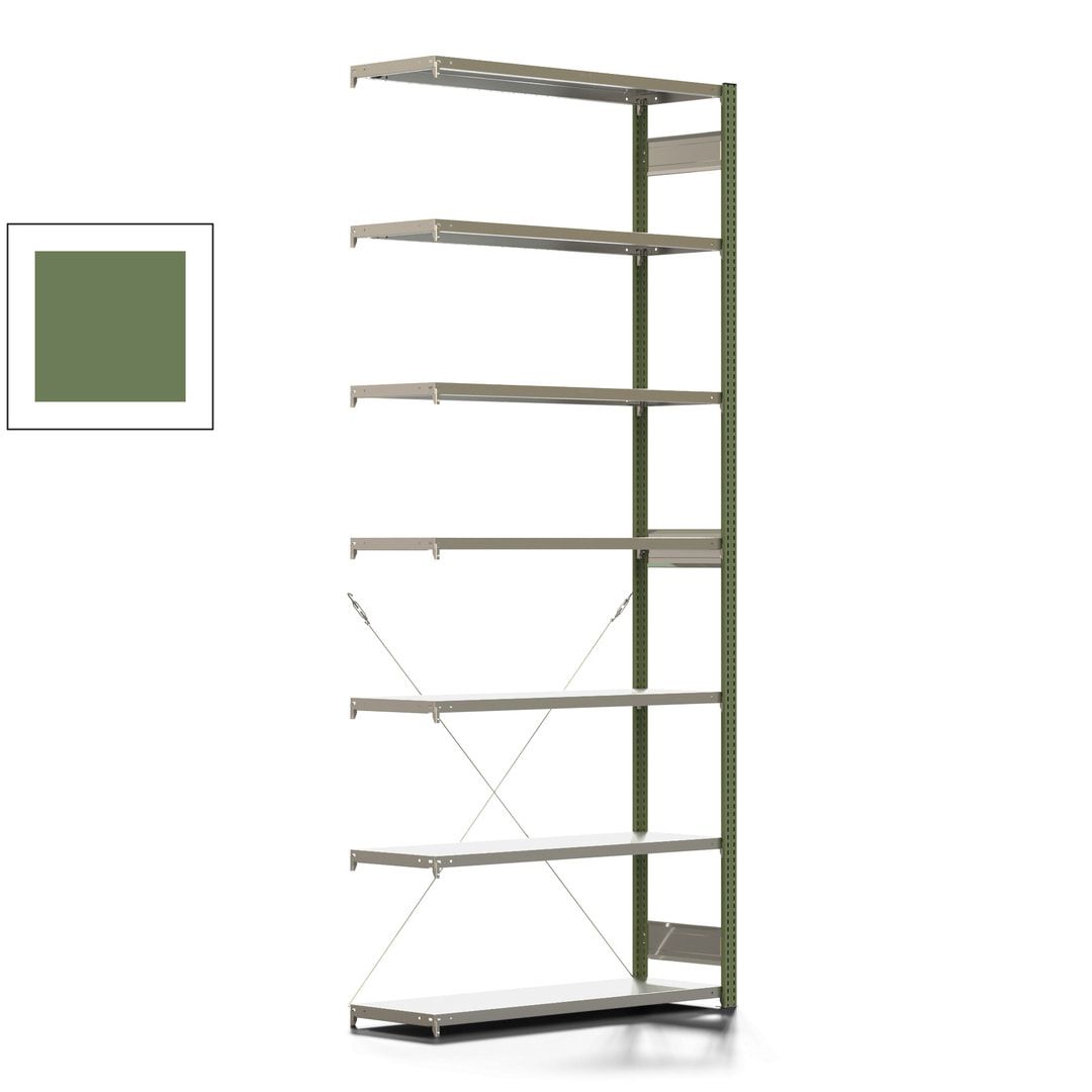 Fachbodenregal mit Tiefenriegel - 350 kg - 3.000 x 1.285 x 426 mm (HxBxT) - Anbauregal - 7 Böden - enzianblau - Lagerregal - Steckregal BERT